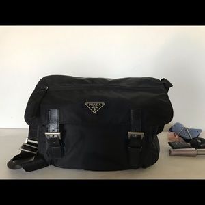 Prada Vela Nero nylon messenger crossbody bag